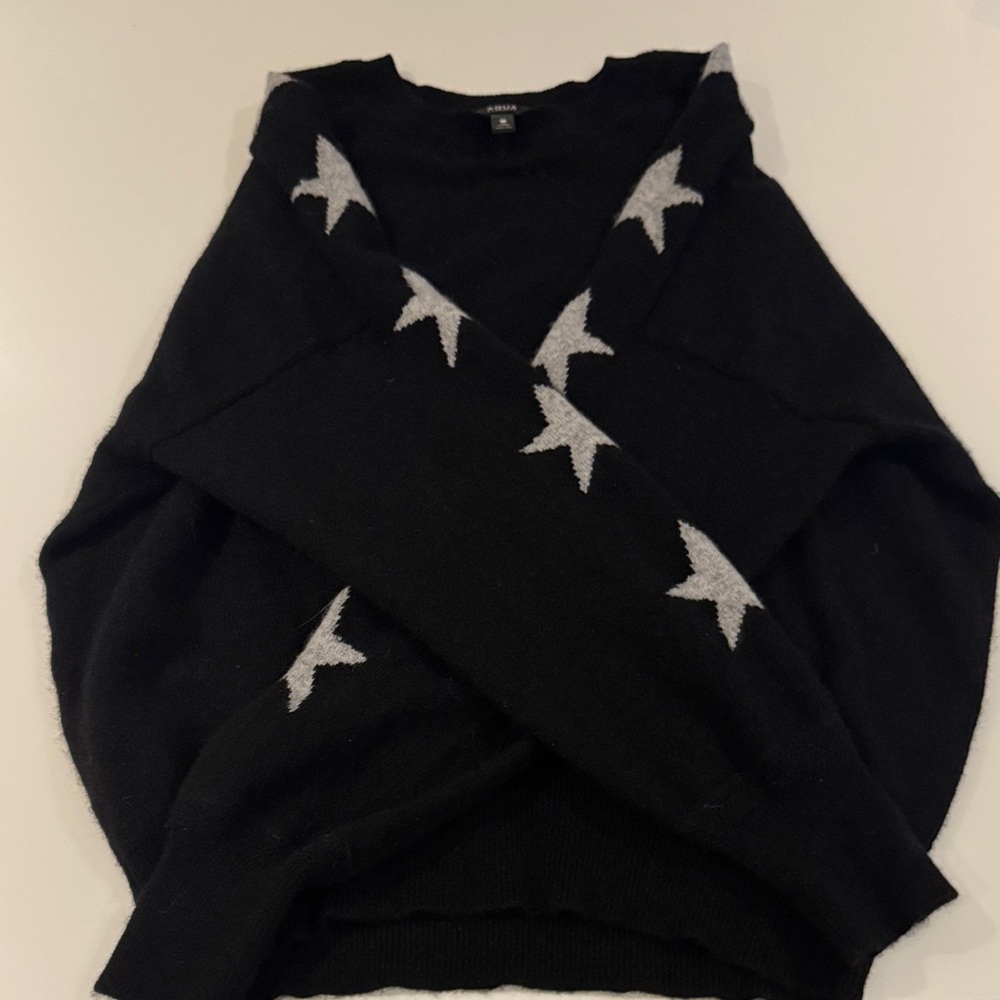 Black Sweater with White Star Accents
